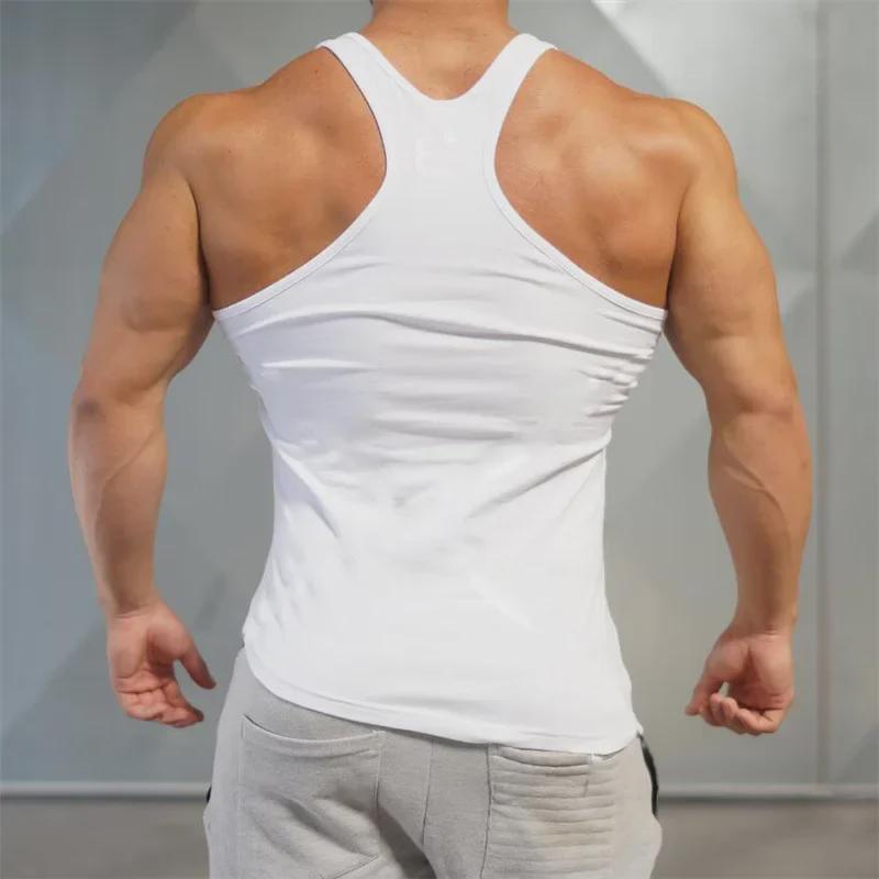 Men's Muscle Bodybuilding Fitness Vest - Round Neck, Irregular Hem, Pure Cotton
