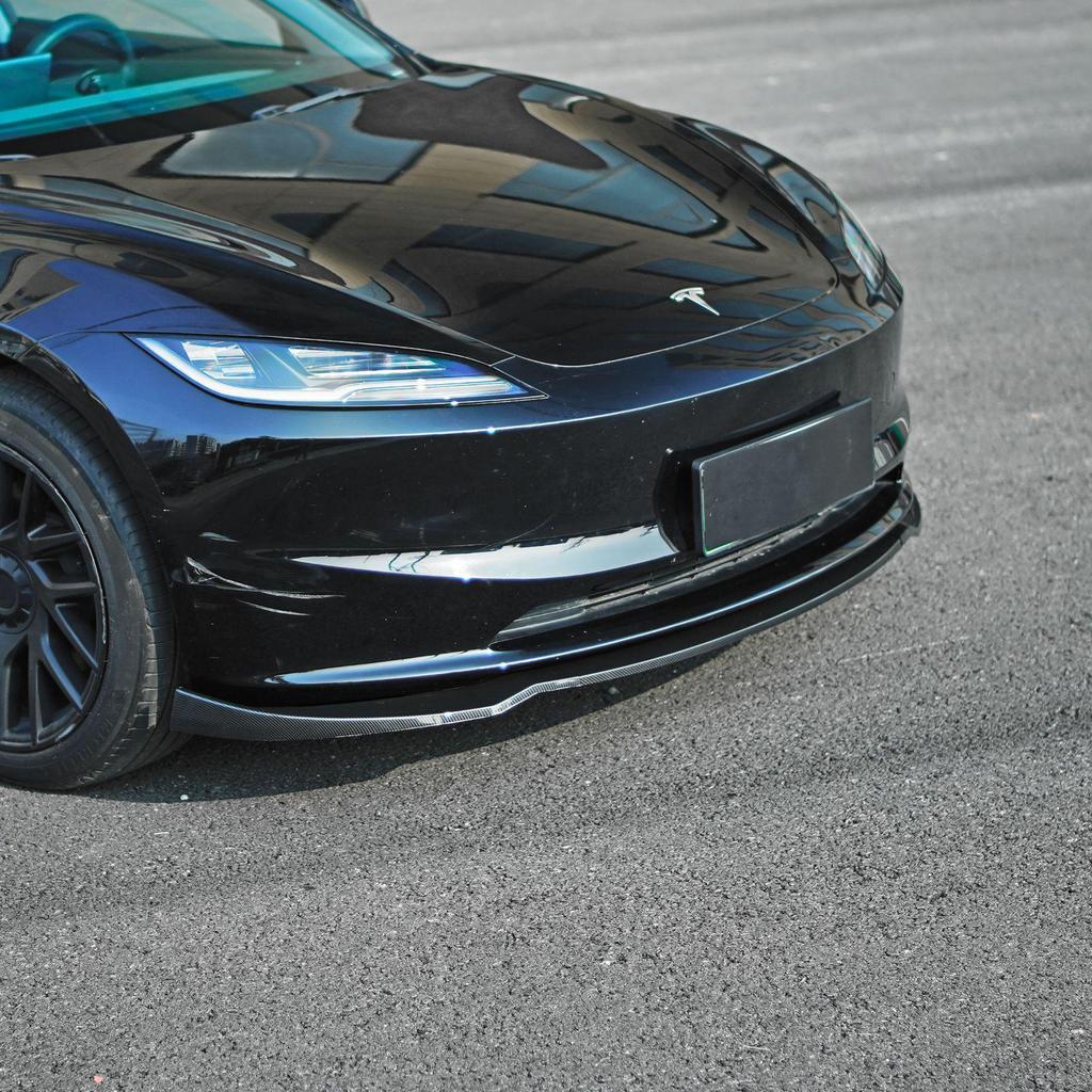 Тесла Модель 3 (2019-2025 гг.) Передний сплиттер, комплект обвеса с жабрами, боковые юбки, задний диффузор и заднее антикрыло (Конструкция без сверления)