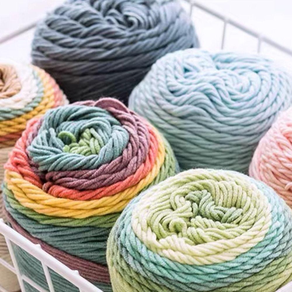 Rainbow Color Crochet Knitting Cotton Rainbow Cotton Yarn Warm Milk Cotton  Scarf