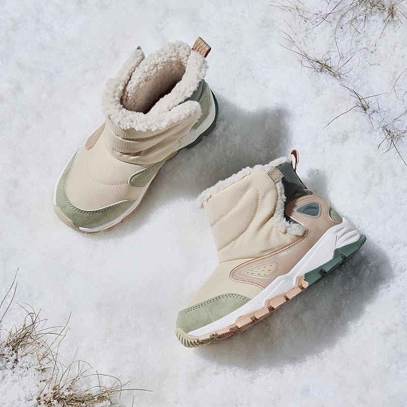 Anta Kids Trendy Fashion Thickened Warm Durable Non-Slip Boots Kids Boots Granular-Rice-Yellow Plain-Green Washed-Green A22449942-1
