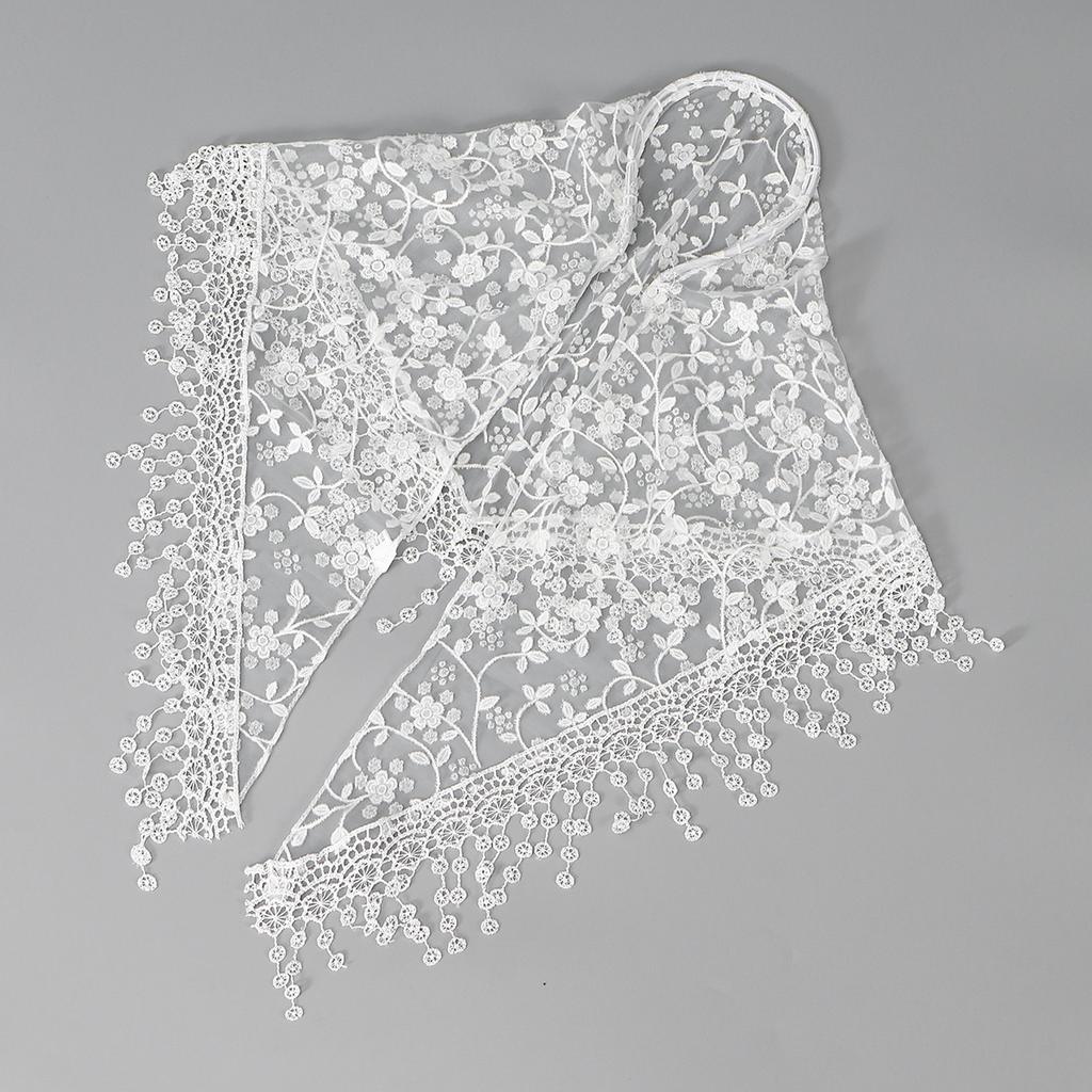 Elegant Lace Scarf Hollow Out Embroidery Foulard Bandana Solid Triangular Scarf Thin Vintage HandkerChiefs for Hair Woman
