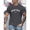 Men's Summer Fashionable Casual Loose Plus Size New York Usa Printed Slim Fit Sports Round Neck Short Sleeved T-shirt