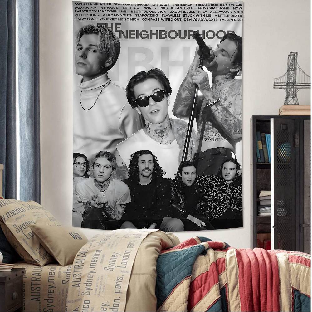 Тканый гобелен с принтом The Nneighbourhood Band, большой, арт, научно-фантастическая комната, домашний декор, декоративное одеяло