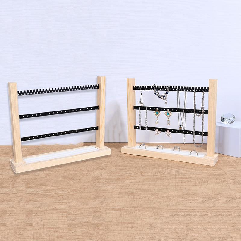 Подставка для ювелирных изделий, органайзер для сережек, подвесок, браслетов, держатель для ювелирных изделий с деревянной основой, стойка для хранения сережек