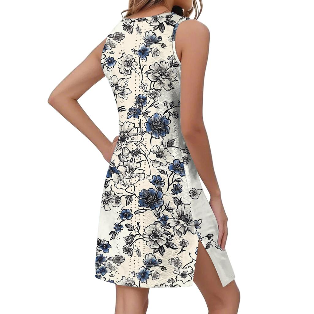 Женское повседневное модное платье-жилет с цветочным принтом и карманами