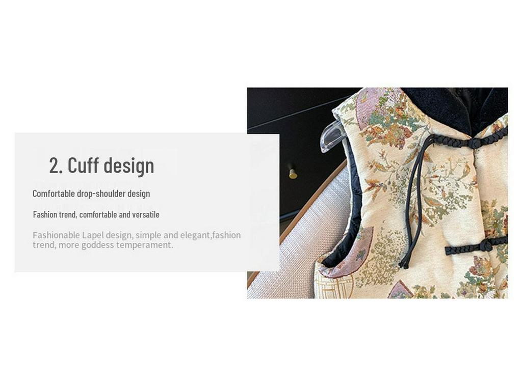 Retro Frog Button Jacquard Embroidery Vest for Middle-Aged Women - Spring/Autumn Styles