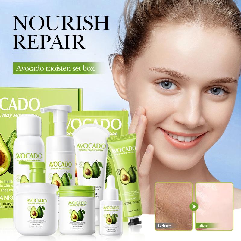 Набор для ухода за кожей лица Avocado Vaseline Anti-wrinkle and Anti-aging, увлажняющий и питательный, очищающий и отбеливающий