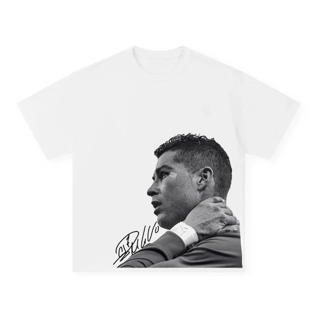 25ss New Big Face Print T-shirt Cristiano Ronaldo Football Superstar Short Sleeves Color Print Man Women Unisex Oversized Tees