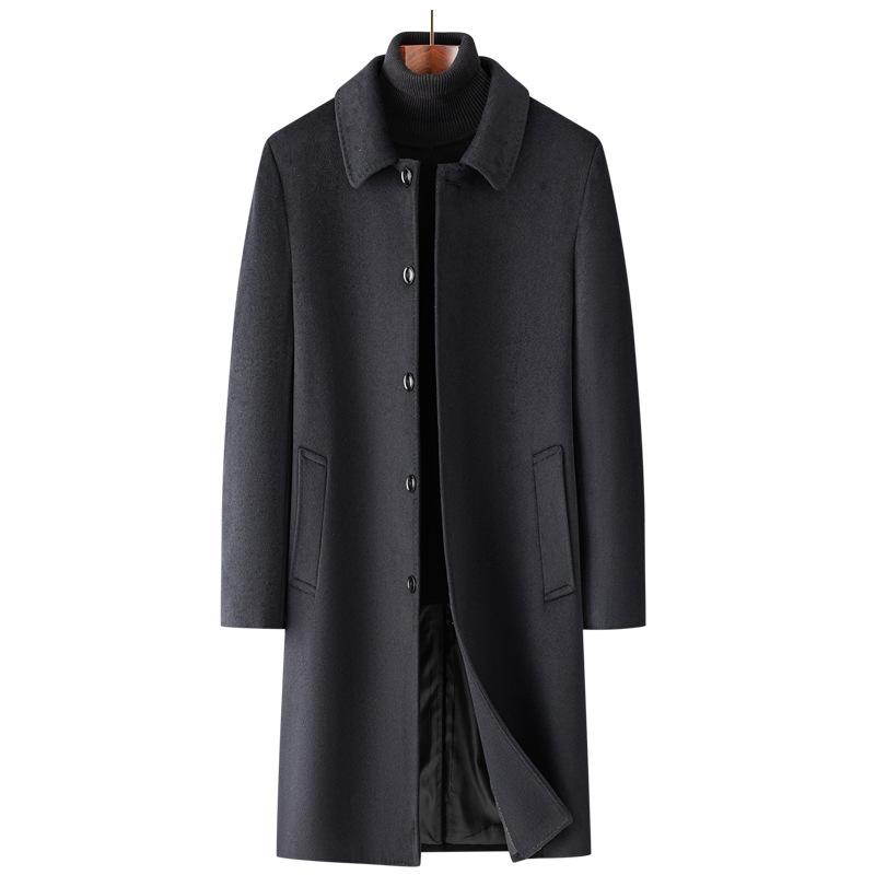 Business Casual Long Lapel Woolen Coat Men's Trench Coat Autumn and Winter New Woolen Coat Coat