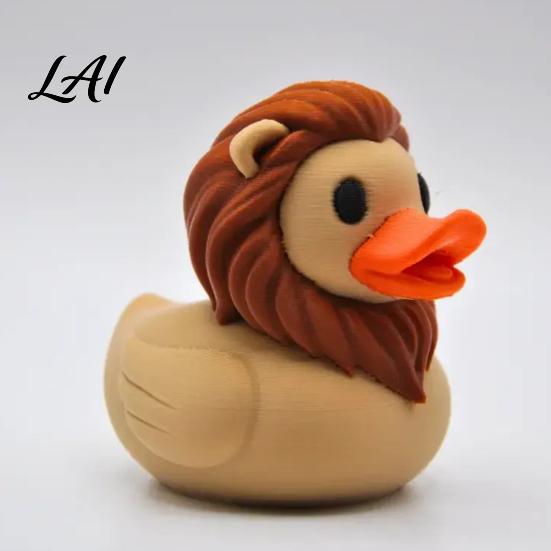 Cute Lion Duck Figurines Figurine 3D Printed Desktop Ornament Creative Unique Desk Decorations Animal Statue for Car Dashboard Shelf Decor Gift Toy