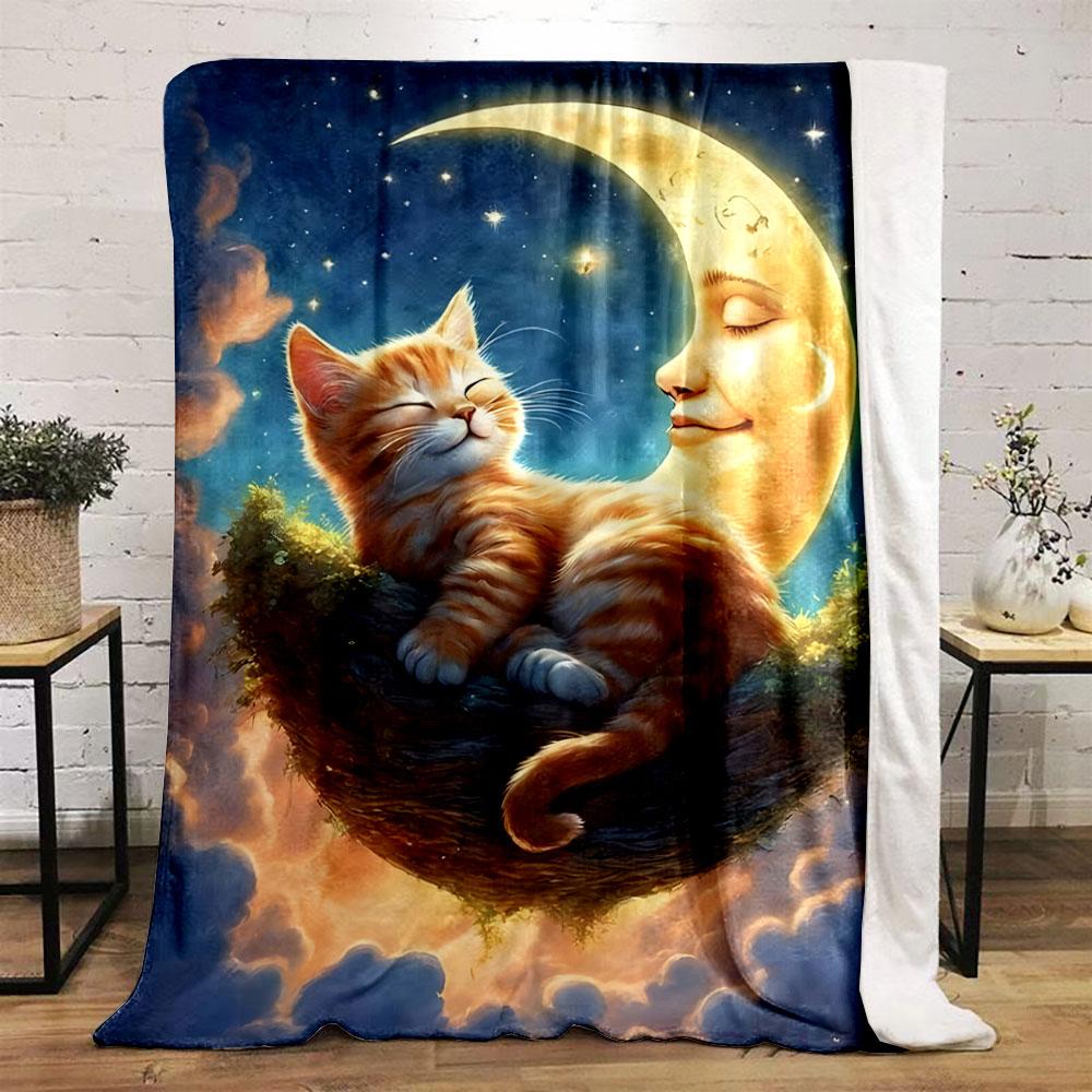 Cat Moon Nest Print Blanket bedroom Blanket for Livingroom Couch lunch break Soft throw for Friend's festival Gift