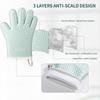 Heat Resistant Silicone Kitchen Gloves Anti-scald Thickened Microwave Oven Baking BBQ Gloves Anti-slip Heat Insulation Mitts