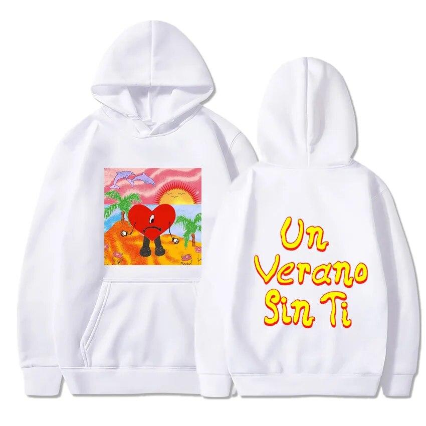 Толстовка унисексBad Bunny UN VERANO SIN TI Толстовка Bad Bunny унисекс Толстовка с капюшоном в стиле хип-хоп Рэп-музыка Альбом Толстовки с двусторонним принтом Fans Top