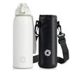 FJbottle 1 Liter Vacuum Insulated Sports Bottle, One-Touch, Keeps Hot and Cold Drinks Hot or Cold, Wide Mouth, Easy To Clean, Stainless Steel, Include