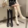 Square Toe Ladies Knee High Shaft Shoes New In Large Size Warm Women's Long Boots 2024 Winter Novelty Boot On Promotion Trend Pu