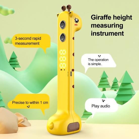 Kids Digital Height Measuring Device Cartoon Giraffe Cordless Height Stadiometer Portable Accurate Smart Children Adults Height Measurement Scale Tool