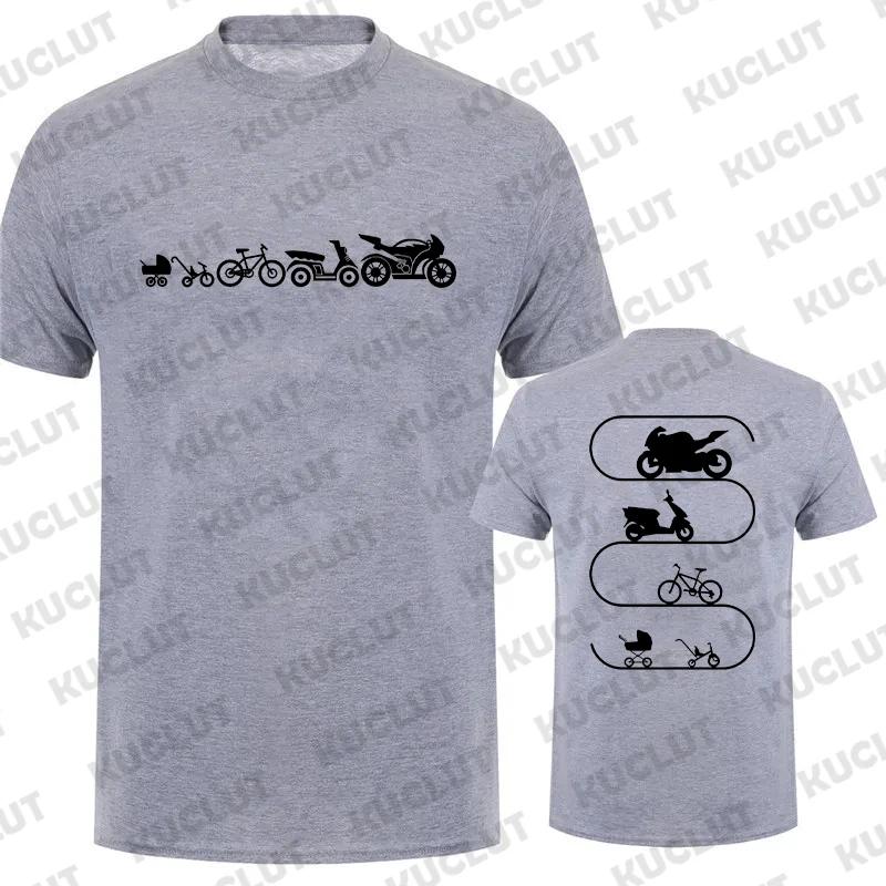 Футболки с принтом «Автомобиль, велосипед, мотоцикл, эволюция», классическая одежда, летняя футболка с круглым вырезом и коротким рукавом для мужчин, топы