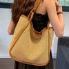 Large Capacity Straw Woven Bag Women's New Simple Woven Bag Seaside Vacation Beach Shoulder Tote Bag