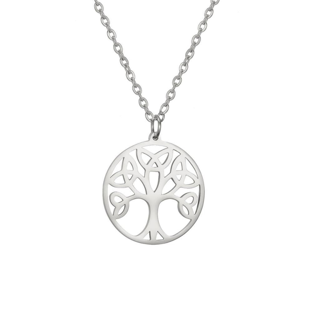 Fashion Life of Tree Necklace Stainless Steel Real Gold Electroplating Non-fading Pendant Jewelry