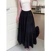 DX~~French Gentle Style Bow Half Skirt Women's Summer High Waist Skirt A-line Large Hem Mid Length Skirt