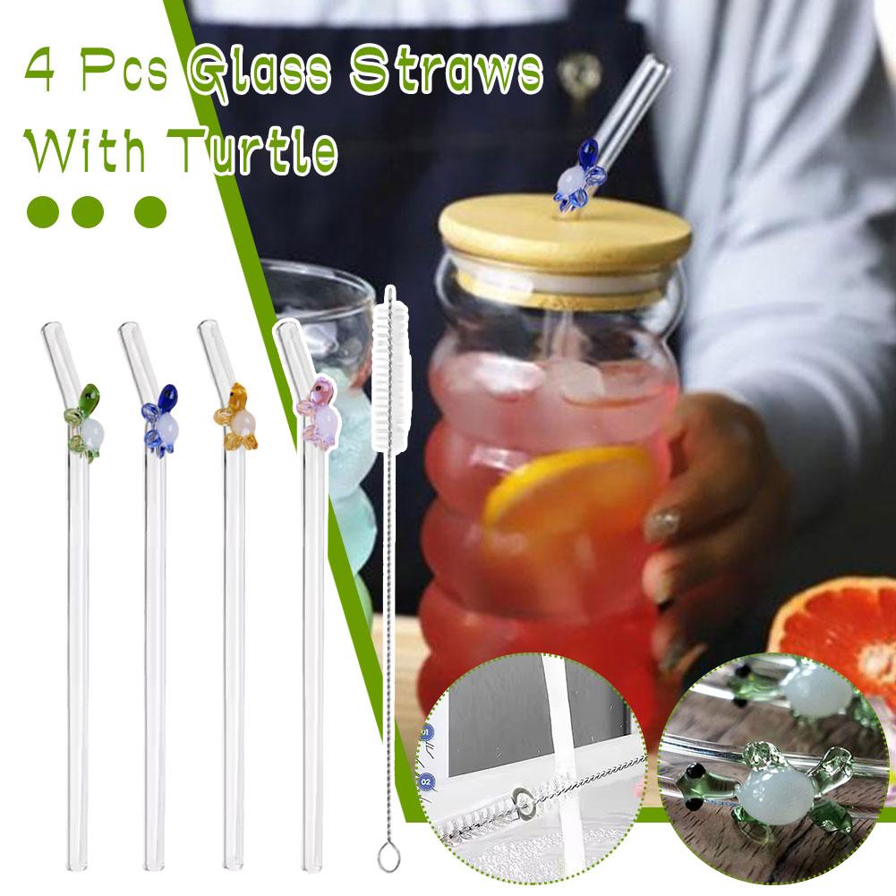Reusable Glass Straws Eco Friendly Drinking Straws For Smoothies Tea Mug Cocktails Bar Accessor C4Y9