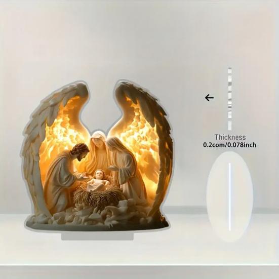 Рождественский вертеп Акриловая настольная табличка 2D Плоский настольный дисплей Украшение для христианского дома Декор полки