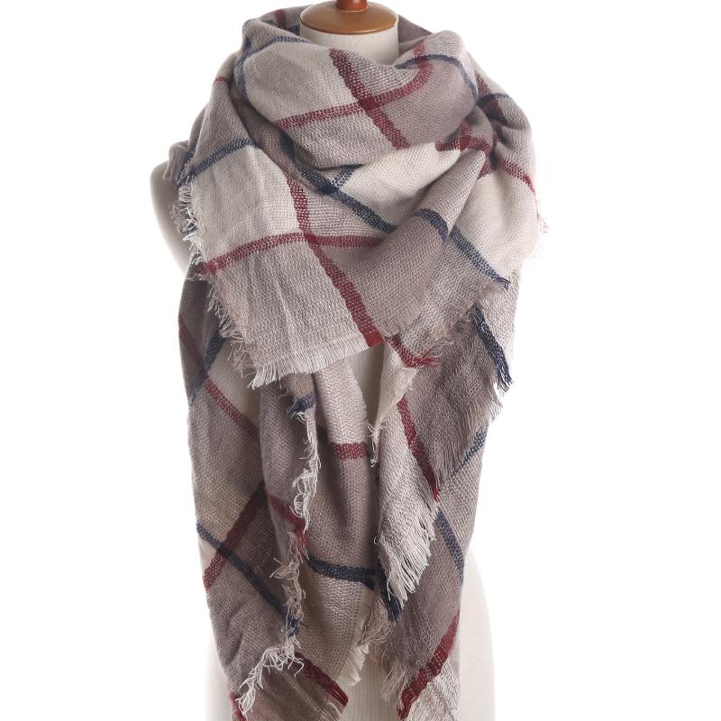 Plaid Scarf, Large Square Scarf, Women's Autumn and Winter Warm Acrylic Shawl