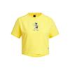 Graphic Tee Logo Embroidery Print Round Neck Short T-Shirt Women Tops Sun-Yellow HY2821