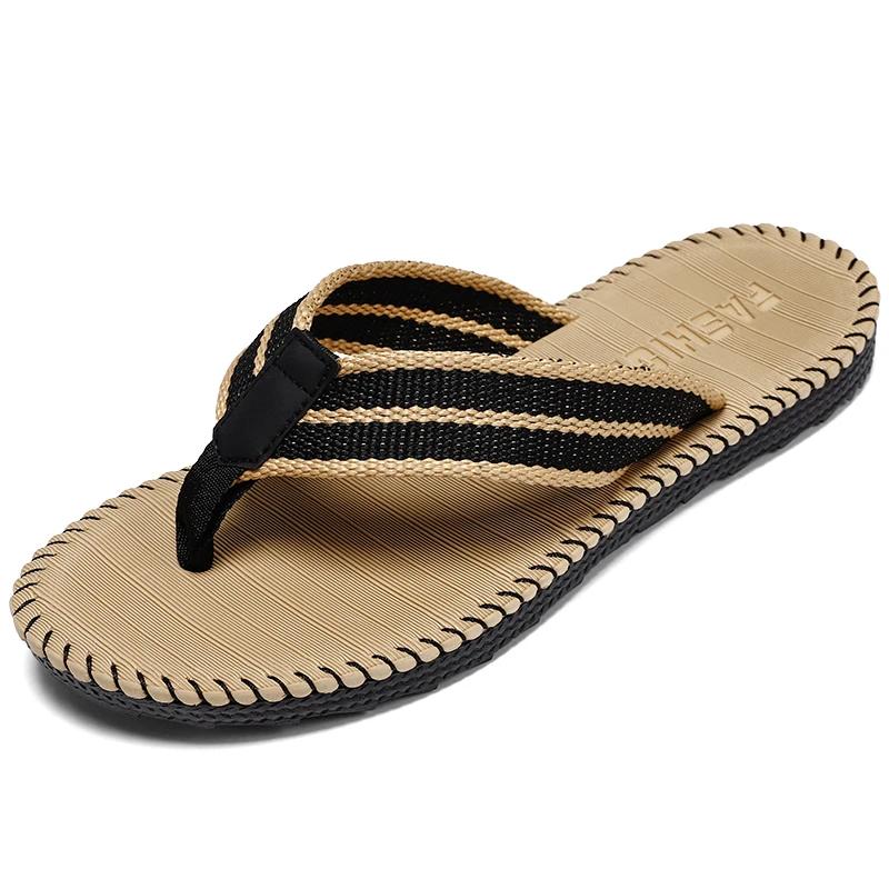 Fashion Men's Flip Flops Summer New Lightweight Rubber Woven Slippers Fashion Casual Outdoor Sandals Breathable Anti Slip Beach Shoes