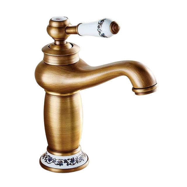 Basin Faucet Mixer Tap Single Handle Free Swivel Bathroom Hot Cold Water Single Hole Antique Brass Modern Ceramic Valve Core