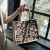 Street Style Linen Tote Bag With Magnetic Closure For Casual Daily Use