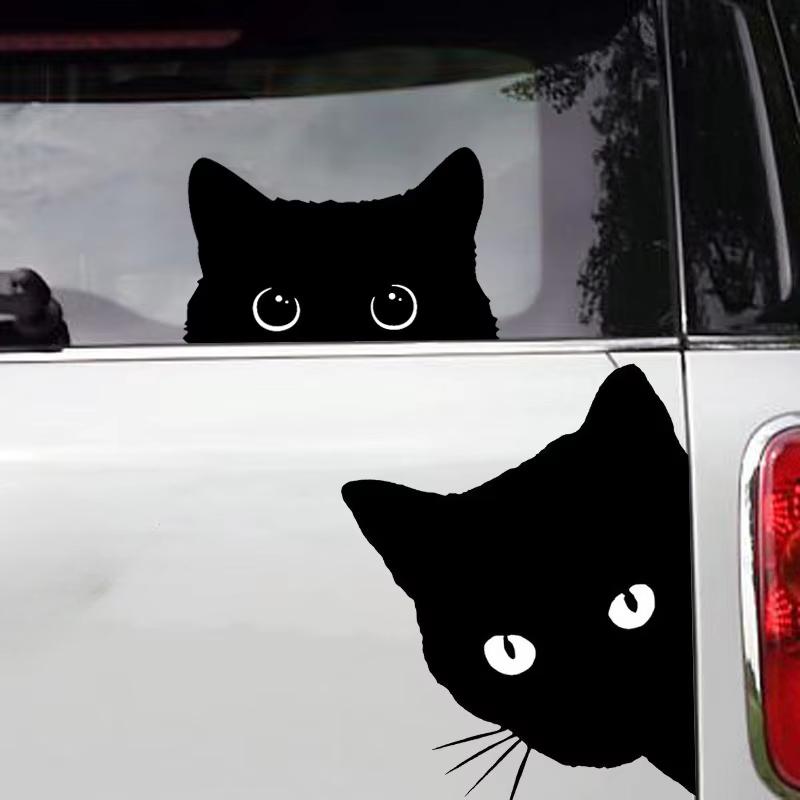 Подглядывание за CAT Cat Black Cat Наклейки на автомобиль Наклейки на окна автомобиля Наклейки для украшения царапин Аксессуары для автомобиля