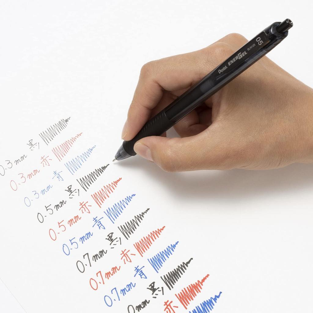 Pentel Гелевая ручка EnerGel S Шариковая Черная 5 шт. Ручка, 0,5 мм, Корпус, XBLN125-A5,