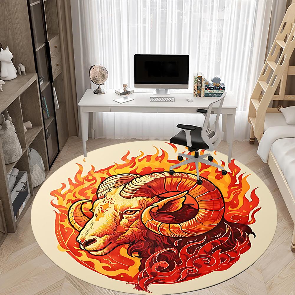 1 шт. Круглый ковер Ram Flames для офиса, Коврик подходит для офиса, Под офисные стулья, Спальни, Гостиной, Домашнего декора, Декора комнаты