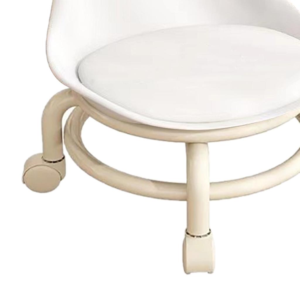 Kids Low Rolling Stool with Backrest Low Height Roller Stool with Universal Wheels Low Roller Seat Step Stool White