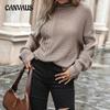 Autumn and Winter Women's Sweater Fashion Solid Color Long Sleeve Twist Loose Turtleneck Sweater