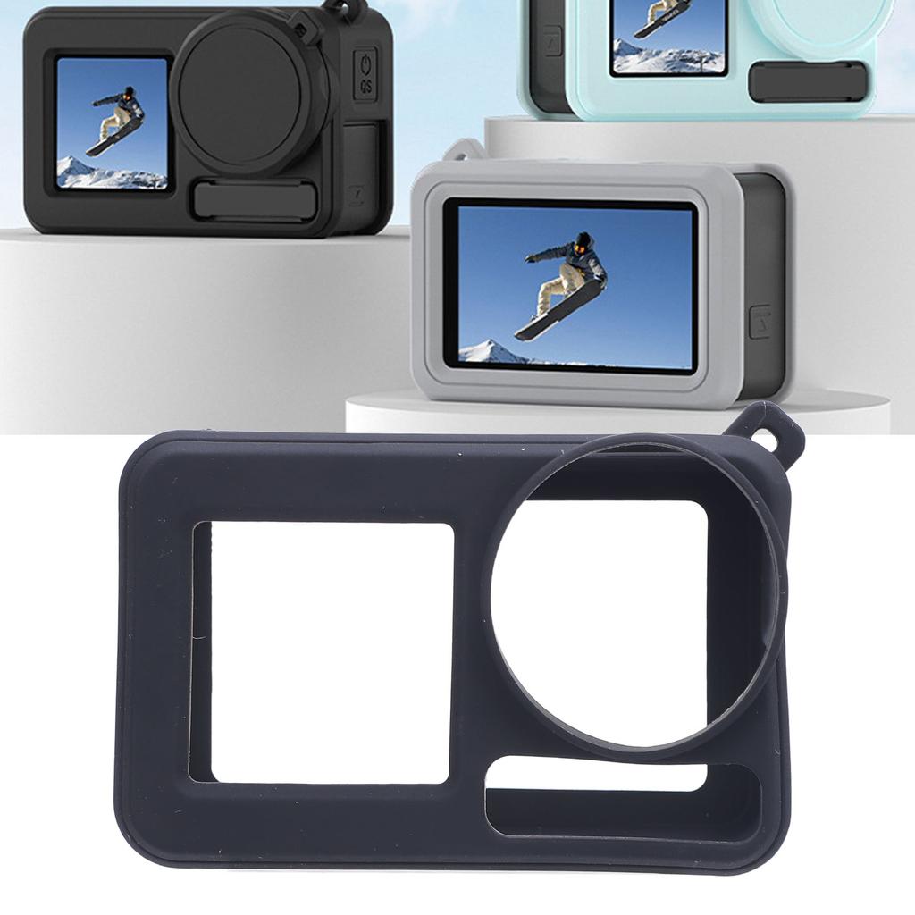 Silicone Case for Action 5 Pro Washable Soft Anti Collision Sports Camera Silicone Cover with Lens Lanyard