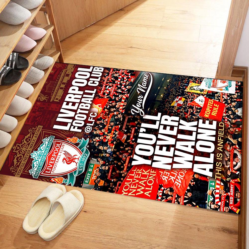 Liverpool Team Personalized Name Carpet Perfect For Entryway Decorate Room Study Room Dining Room Antislip Rug Office Home Decor Wedding Party Gift