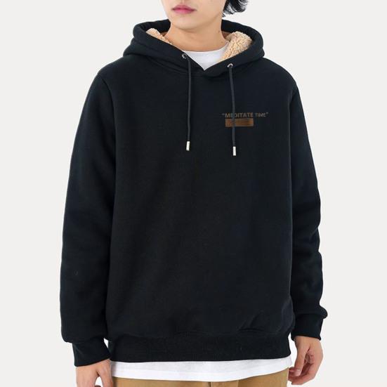 Парная зимняя толстовка с капюшоном на флисовой подкладке с термоизоляцией, однотонная, со шнурком