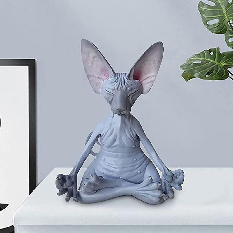 1PC Милая Медитация Кошка Коллекция Статуя Миниатюрная Ручная Работа Кукла Животных Украшения Дома