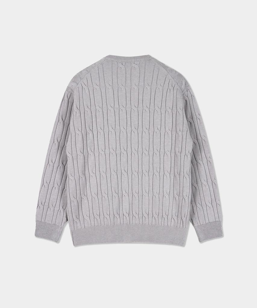 BIRBANTE Soft Washable Cable Round Knit - Heather Grey