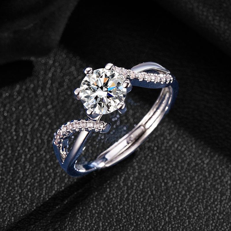 Женское обручальное кольцо Twist Arm с платиновым покрытием и имитацией бриллианта, дизайн «8 сердец и 8 стрел», 1 карат