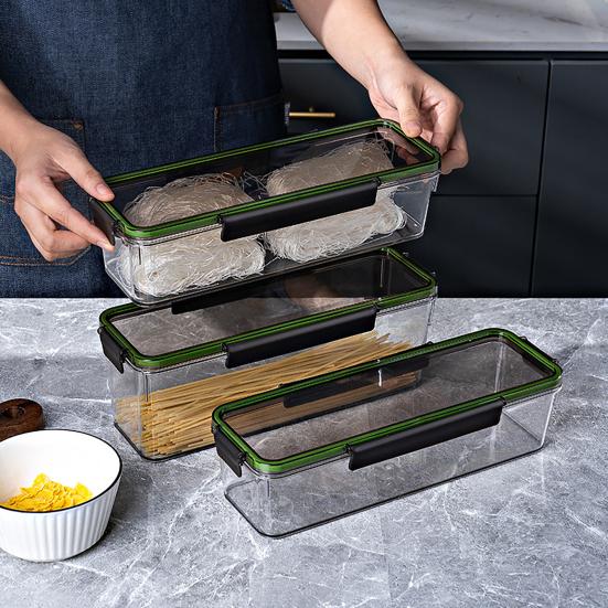 Прямоугольный ящик для хранения макарон большой вместимости с силиконовым уплотнением, влагостойкий, видимый дизайн, герметичный контейнер для пищевых продуктов