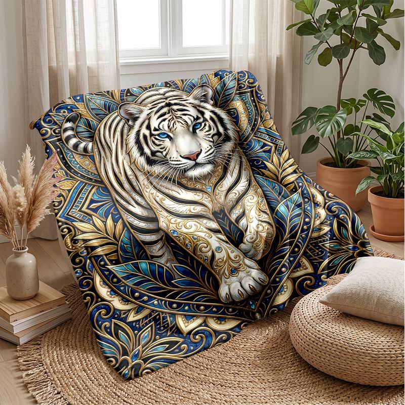 Tiger Artwork Design 2 Theme blanket Lightweight Warm Flannel Blanket Decorative Throw Blanket for Home Decoration