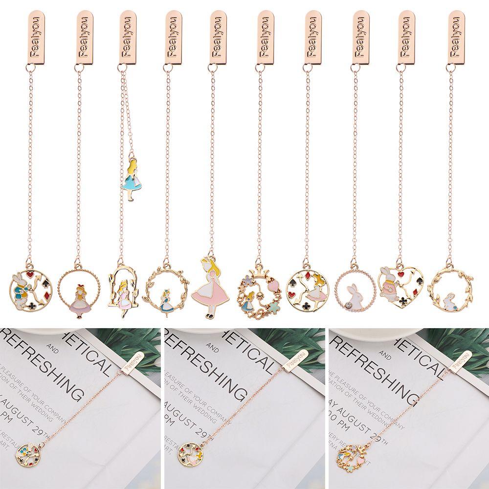Office Supplies Cartoon Character Book Clip Peach Heart Pendant Pagination Mark Bookmarks Metal