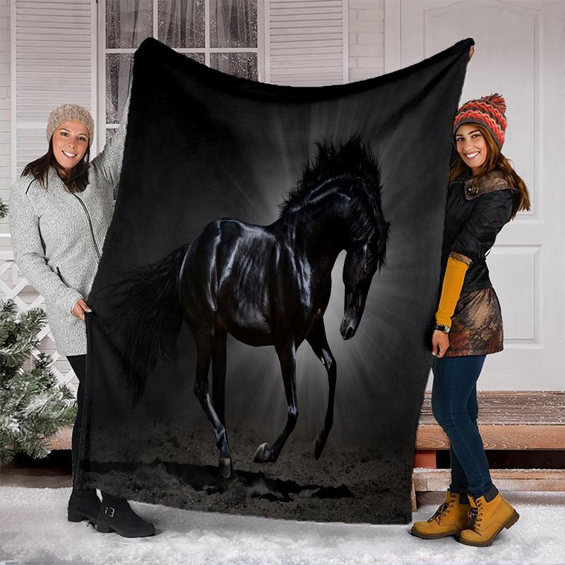 Horse Dark Blanket Suitable All Seasons Soft Comfortable Sofa Office Nap Travel Birthday Gift Christmas Present