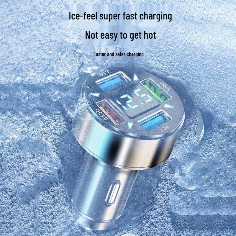 Многофункциональное автомобильное зарядное устройство со сверхбыстрой зарядкой для устройств Huawei и Apple