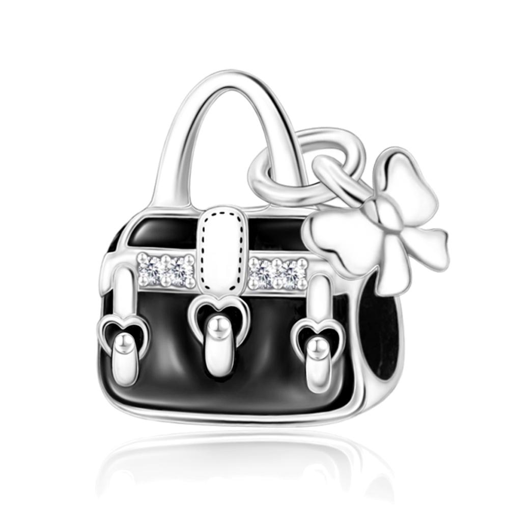 925 Silver Cute Panda Penguin Charm Snake Bracelet Necklace Black Pendant Gift for Women Girls