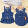 Soft Washable Pet Love Jeans Skirt Printed Cute Pet Denim Dress Reusable Dog Dress Outing