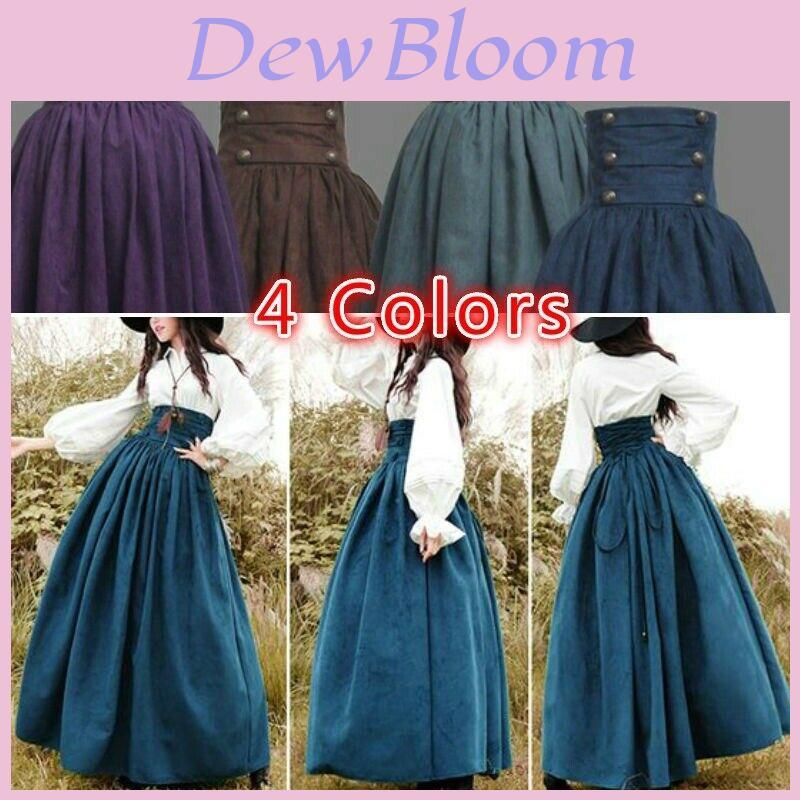 Medieval Elegant High Waist Skirt For Women Vintage Gothic Swing Design